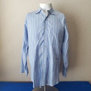 VTG Tommy Hilfiger TLC The Lifetime Collar Dress Shirt Blue Striped 16 32/33 L